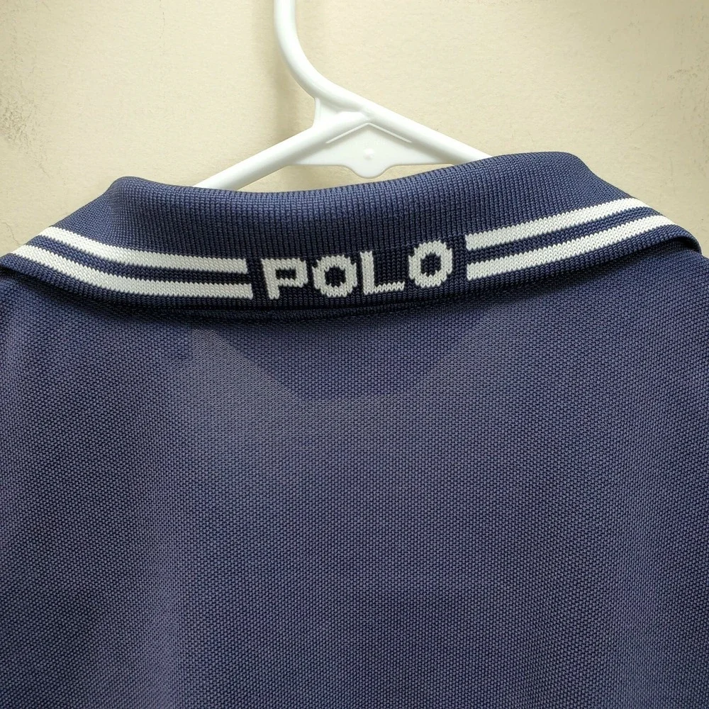 Ralph Lauren Golf Sport Performance Blue Polo Short Sleeve‎ Mens Large Spell-Out
